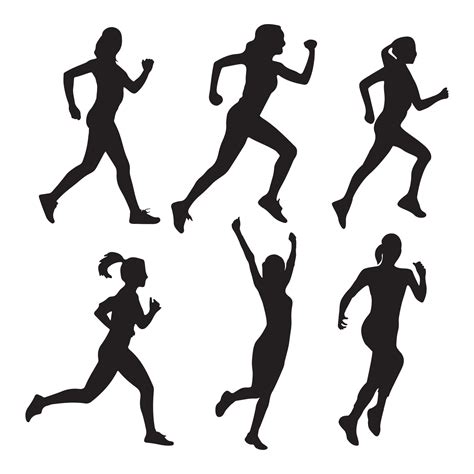 Conjunto De Silueta De Mujer Corriendo 12650847 Vector En Vecteezy