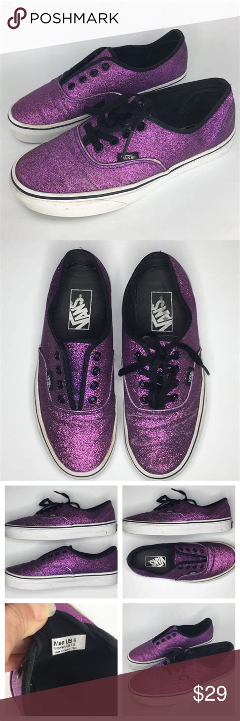 Vans Purple Glitter Authentic Womens Size 75 Purple Glitter Vans