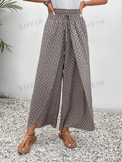 Shein Frenchy Pantalones Sueltos Anchos De Pierna Ancha Con Cruzado