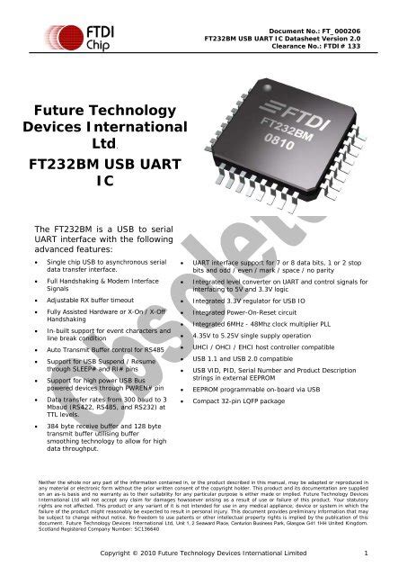 Ft232bm Data Sheet Ftdi