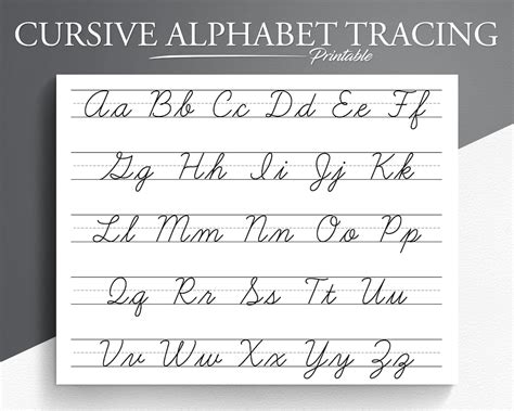 Cursive Alphabet Tracing Worksheet. Printable Trace the Cursive Alphabet. Cursive Practice ...