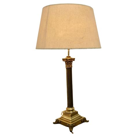 Chunky Brass Corinthian Column Table Lamp With Shade For Sale At Stdibs