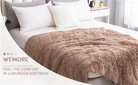 Wemore Shaggy Long Fur Faux Fur Weighted Blanketcozy And