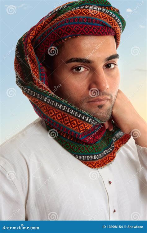 Arab Man In Traditional Turban Keffiyeh Stock Photo Image Of Exotic