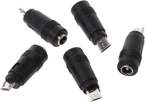 Sara U 5 Pcs 55x21mm Female Jack To Micro Usb Male Plug Dc Power Connector Adapter