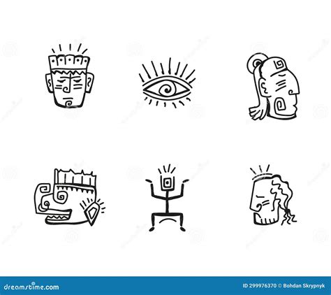 Native American Inca Maya Icon Symbols. African Tribal Hand Drawings ...