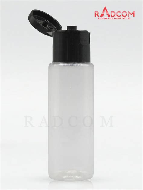 30ML Tulip Clear Pet Bottle With Black Flip Top