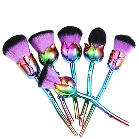 6 Piece Rose Shaped Makeup Brush Kit Rose Makeup Brushes Flower