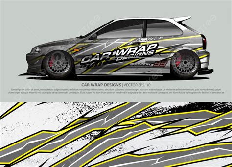 Racing Car Wrap Design Vector For Vehicle Vinyl Sticker And Automotive