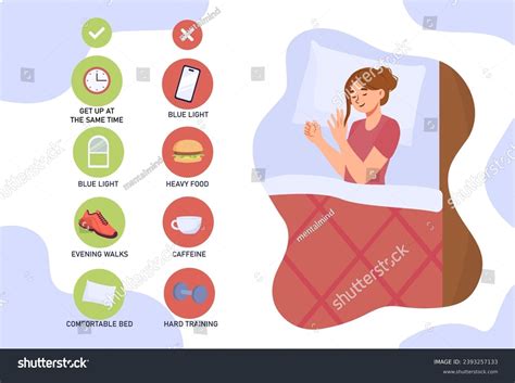 Healthy Sleep Infographic Woman Sleep Bed Stock Vector Royalty Free