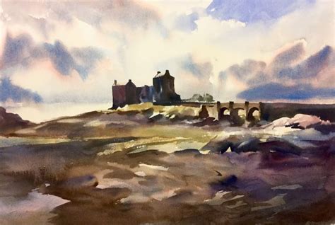 Eilean Donan Castle Scotland Watercolour Trevor Waugh In