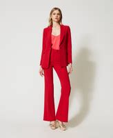 Pantaloni flare in cady crêpe Donna Rosso TWINSET Milano