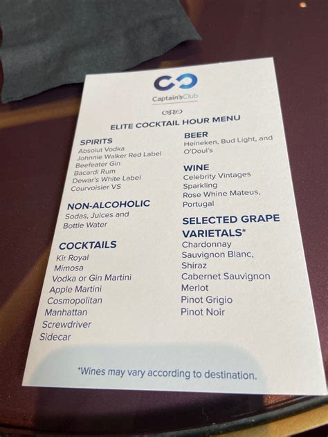 Captain S Club Benefit And Drink Packages Celebrity Cruises Cruise