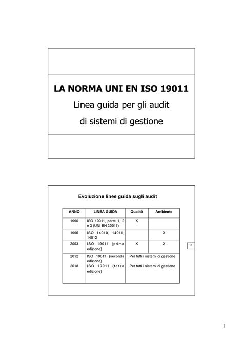 ISO 19011 1 LA NORMA UNI EN ISO 19011 Linea Guida Per Gli Audit Di