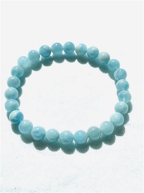 Tumbled Stone Bracelets Wholesale Aquamarine AAA 6mm Round Bead Bracelet