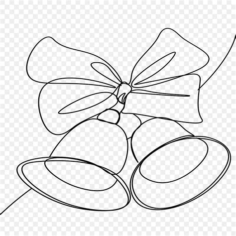 Christmas Bell Line Drawing Continuous Christmas Bells Line Draw Png