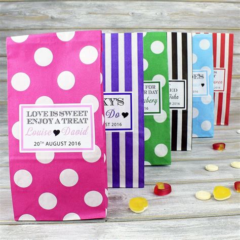 Personalised Sweet Bag Wedding Favours Polka Dot And Stripe Candy Bags