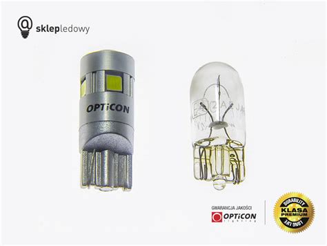 Żarówka Led W5W T10 12V DC 5x SMD 3030 CANBUS Biały Zimny 8000K OPTICON