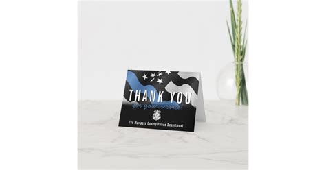 Police Department Blue Line Flag First Responder Thank You Card Zazzle