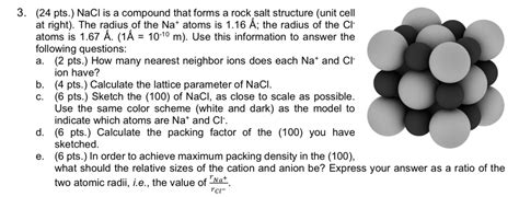 SOLVED Sodium Chloride NaCl Crystallizes In A 46 OFF