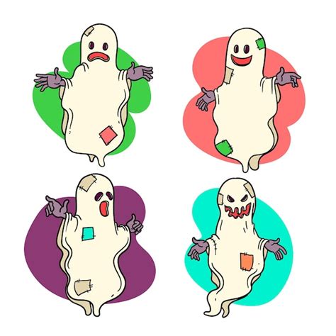 Colecci N Fantasmas De Halloween Dibujados A Mano Vector Gratis