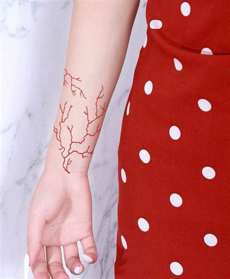 Red Lightning Bolt Temporary Tattoo Red Veins Click for - Etsy