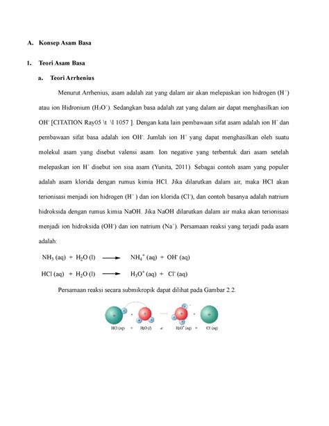 Konsep Asam Basa Kimia A Konsep Asam Basa Teori Asam Basa A Teori