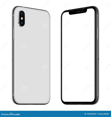 New White Smartphone Similar To Iphone X Mockup Front And Back Sides