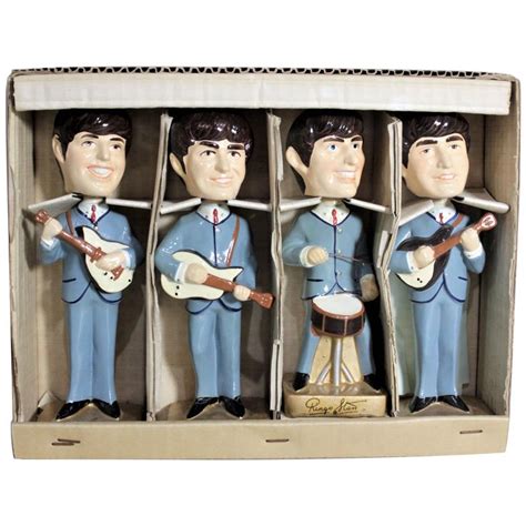 Original 1964 Beatles Car Mascots Bobblehead Set With Box And Instruction Sheet Beatles Car