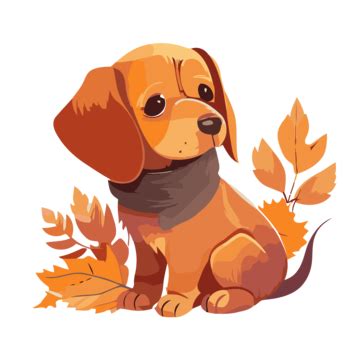 Fall Dog Vector, Sticker Clipart An Esd Dog With Fall Leaves Cartoon ...