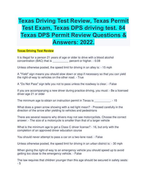 Printable Driving Test Questions And Answers - prntbl