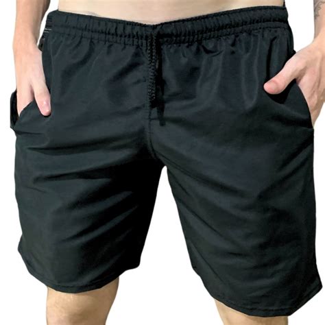 Bermuda Shorts Masculino Tactel Preto Bolso E Cord O De Tactel