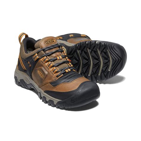 Kenco Outfitters Keen Mens Ridge Flex Waterproof Hiking Shoes In Bison Golden Brown