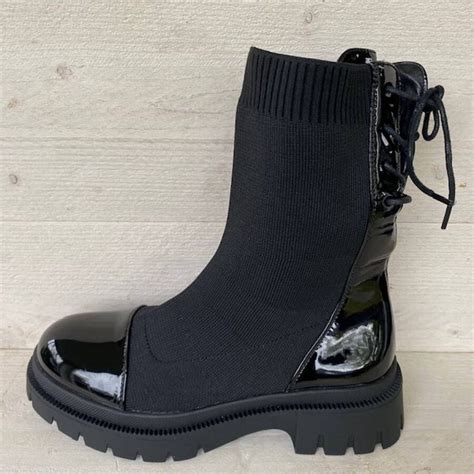 Weloveshoes Black Friday Deal Sock Boots Western Stof Zwart Schoenen Nl