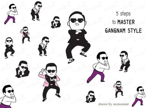 5 Gangnam Style Action Digital Clip Art Printable By Memomint Arte