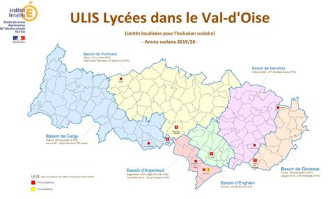 Carte et formations des lycées avec un dispositif ULIS dans le Val d