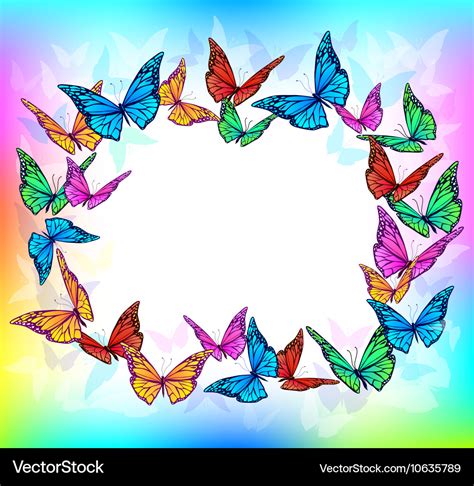 Bright Butterfly Blank Frame Royalty Free Vector Image