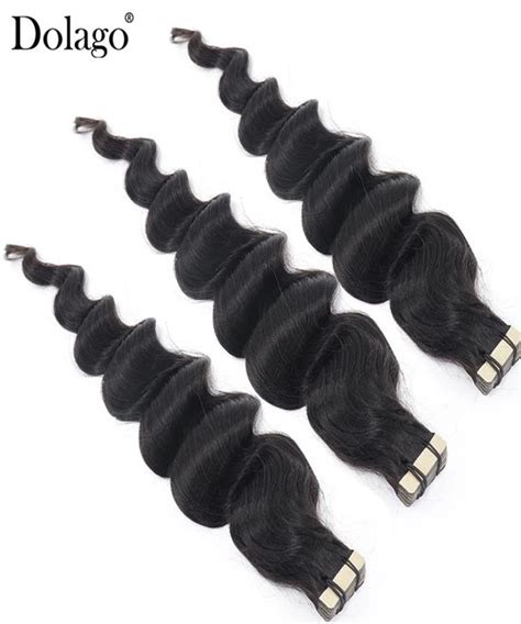 Dolago Loose Wave Flat Tape Human Hair Extensions For Women To Make