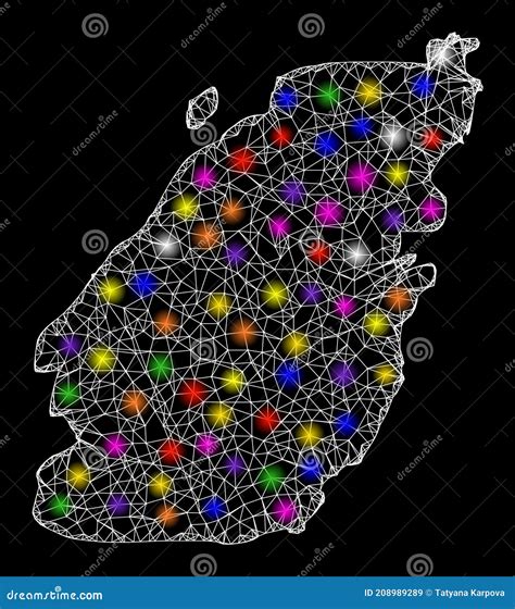 Mappa Della Rete Web Dell Isola Di Bowen Con Macchie Luminose