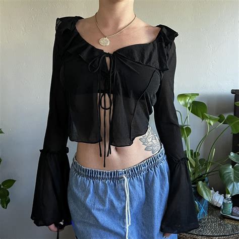 Urban Outfitters Sheer Tie Top Bnwot Depop