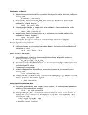 Balancing Combustion Equations Practice