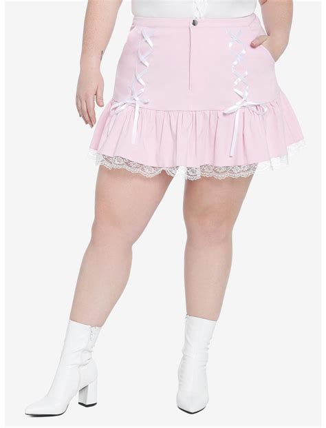 Pastel Pink Lace Trim Mini Skirt Hot Topic