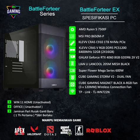 Jual PC Rakitan EK Gaming BattleForteer EX Ryzen 5 RTX 4060