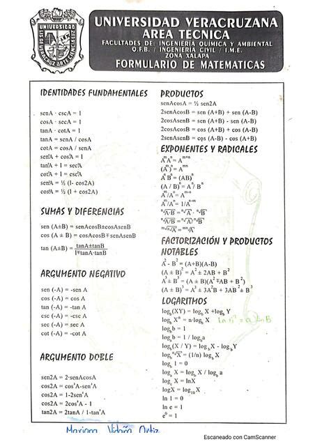 Formulario C Lculo Diferencial E Integral Studygram Dig Udocz