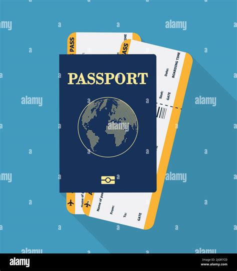 Vector Passport With Tickets Air Travel Concept Flat Design Citizenship Id For Traveler