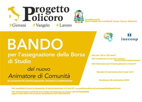 Progetto Policoro Bando nuovo animatore di comunità ARCIDIOCESI DI