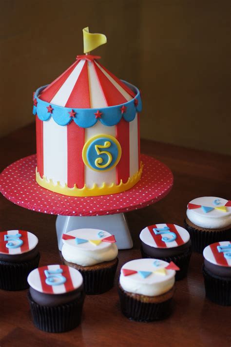 Circus Tent Birthday Smash Cake With Matching Cupcakes Dumbo Birthday