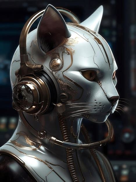 Premium Photo A Cat With Headphones On