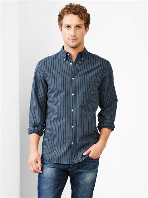 Gap Stripe Oxford Shirt In Blue For Men NAVY HEATHER Lyst