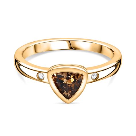 AA Natürlicher goldener Tansanit und Moissanit Ring 0 60 ct SHOPLC